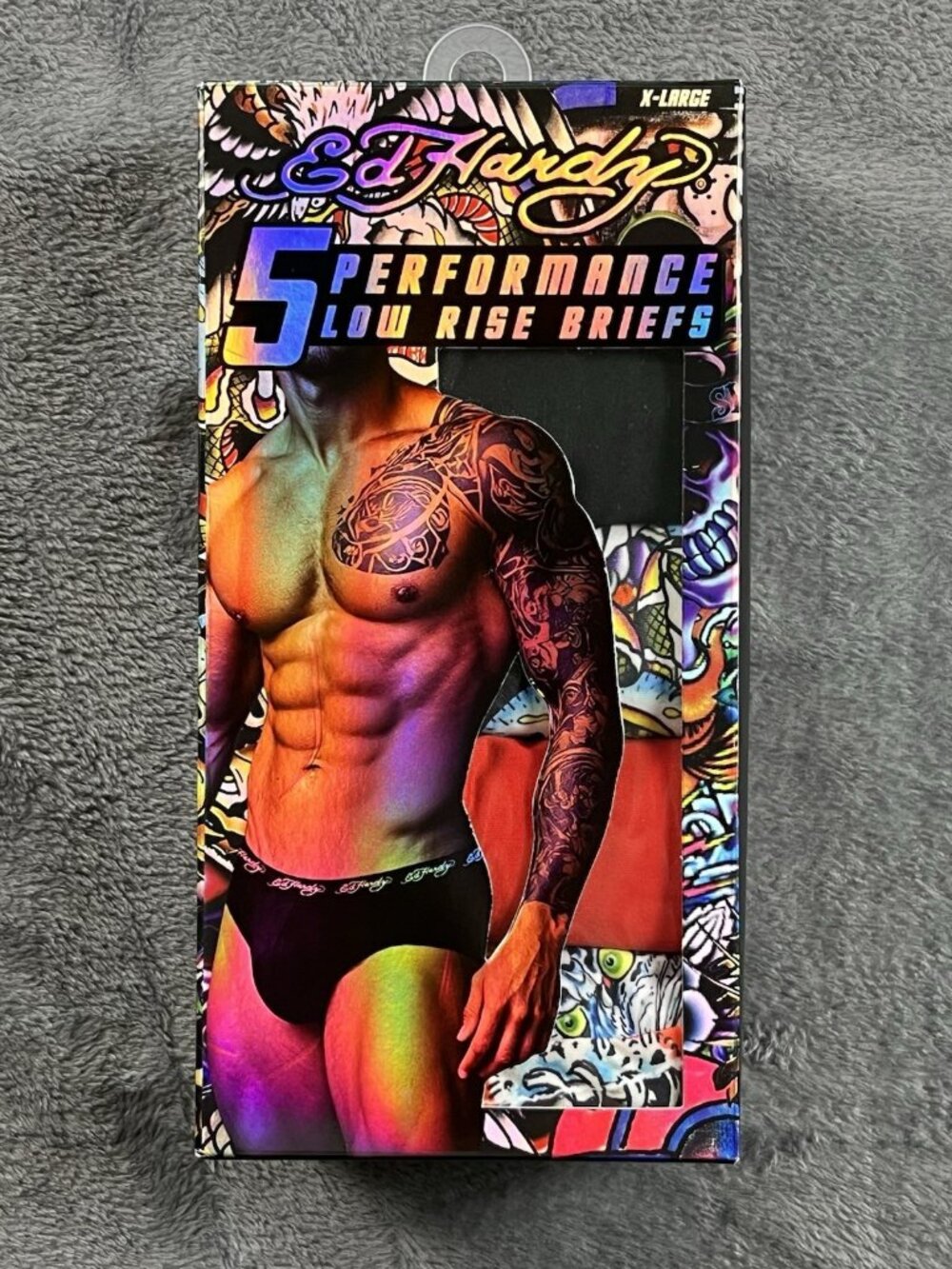 Ed Hardy Men’s XL Performance Briefs 5 Pack Moisture Wicking Cool Soft